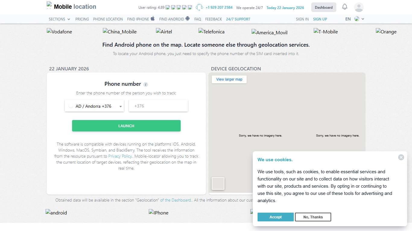 Find Android device by phone number Mobile-Locator